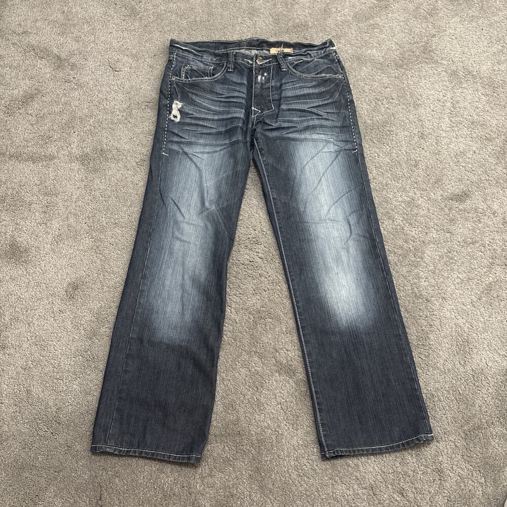Monarchy Jeans Mens 32 Denim Stitch Flap Pockets Distressed Atelier